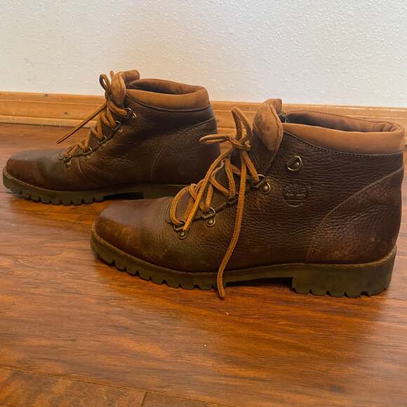 Vintage Timberland Leather Hiking Boots Brown Ankle Collar Women’s Size 8.5 - Picture 5 of 12